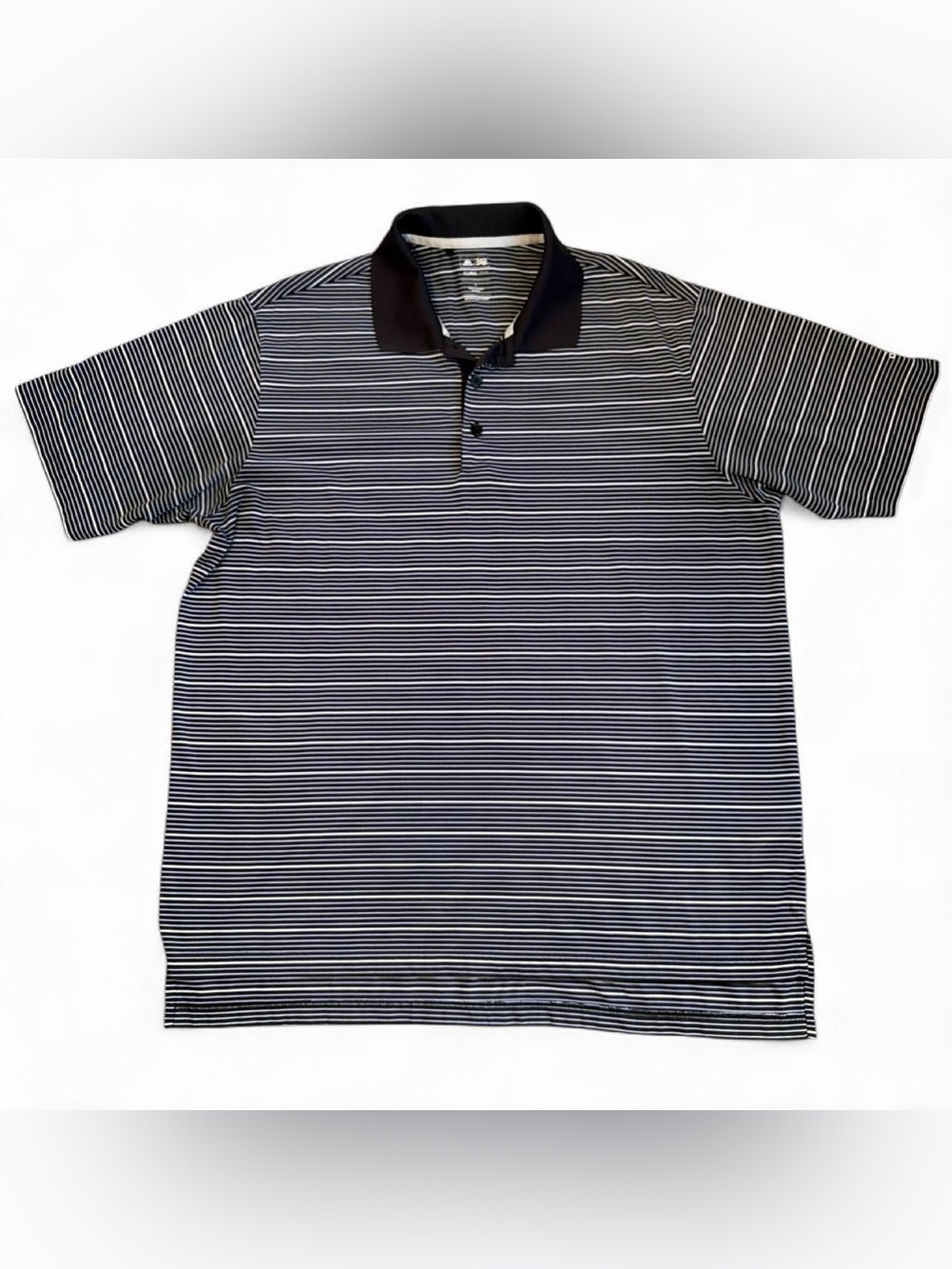 adidas Black and White Striped Men’s Golf Polo Shirt